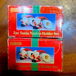4 Santa napkin holders set